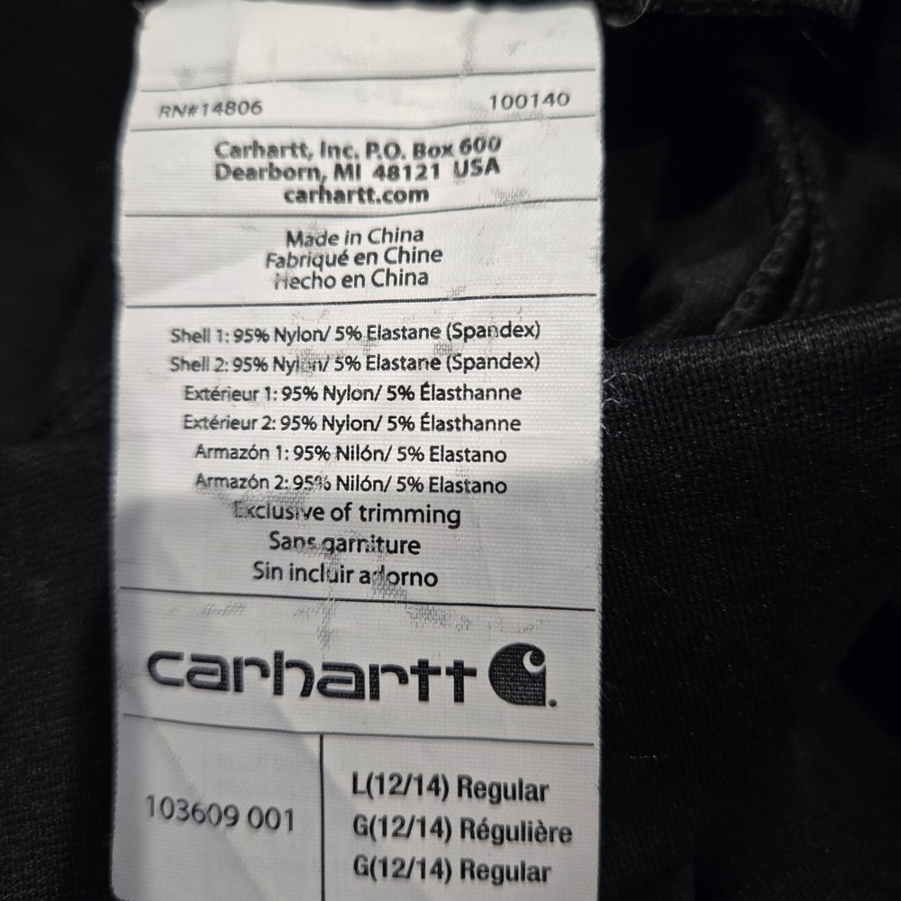 Carhartt Force Utility Leggings Womens L 12/14 Black Excellent 103609-001 Fitted - Picture 6 of 8